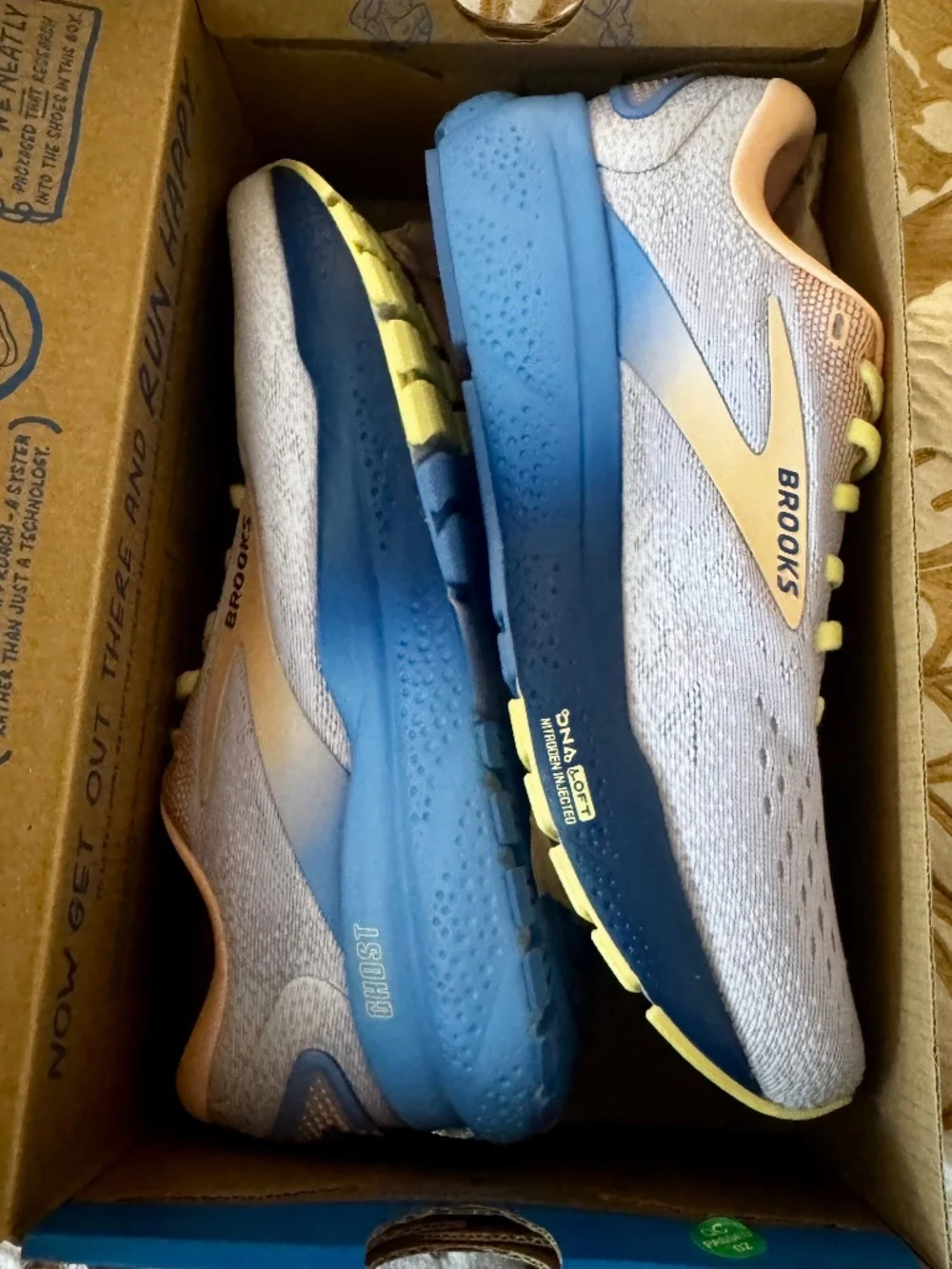 Women's Brooks Ghost 16 Haze/ Blueprint/ Peach - NWT - Size 8.5 B (medium)